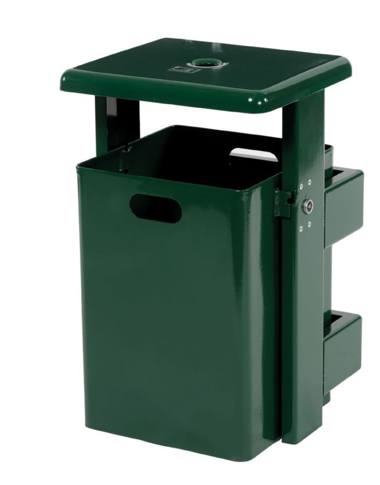 Renner Abfallbehälter 40 l RAL6005 dunkelgrün mit Ascher Produktbild Renner Abfallbehälter 40 l RAL6005 dunkelgrün mit Ascher