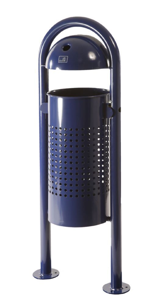 Renner Abfallbehälter 40 l mit Ascher RAL5013 zum Aufschrauben Produktbild Renner Abfallbehälter 40 l mit Ascher RAL5013 zum Aufschrauben