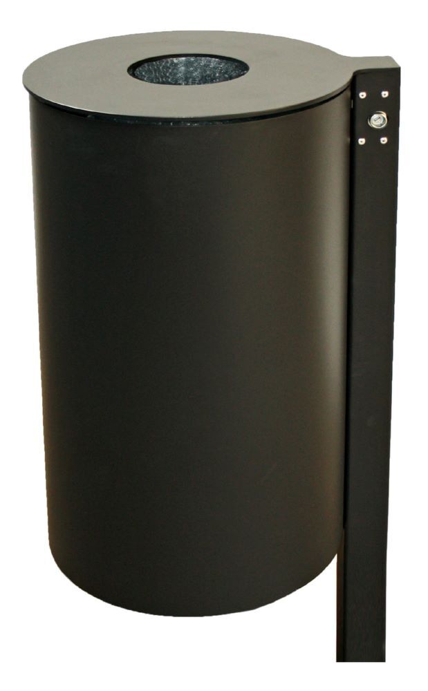 Renner Stand Abfallbehälter 60L RAL7021 mit Pfosten zum Einbetonieren Produktbild Renner Stand Abfallbehälter 60L RAL7021 mit Pfosten zum Einbetonieren
