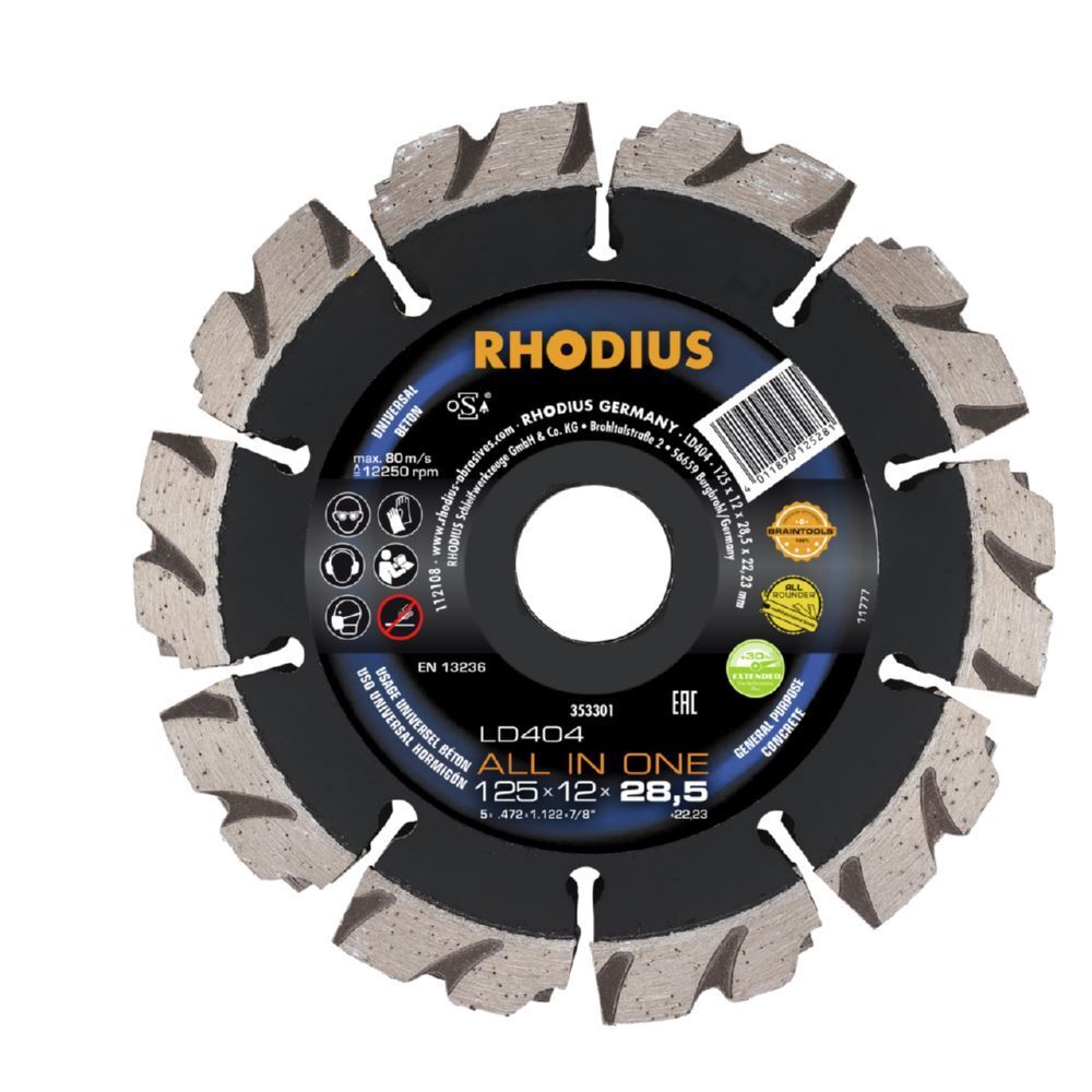 Rhodius LD404 ALL IN ONE Diamantfrässcheibe 125 x 12,0 x 28,5 x 22,23 Produktbild Rhodius LD404 ALL IN ONE Diamantfrässcheibe 125 x 12,0 x 28,5 x 22,23