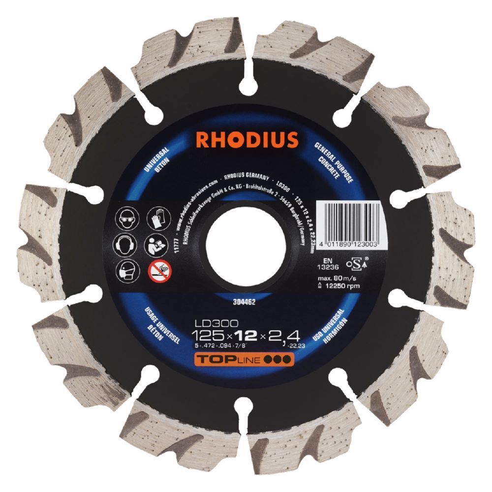 Rhodius LD300 Diamanttrennscheibe 125 x 12,0 x 2,4 x 22,23 mm Produktbild Rhodius LD300 Diamanttrennscheibe 125 x 12,0 x 2,4 x 22,23 mm