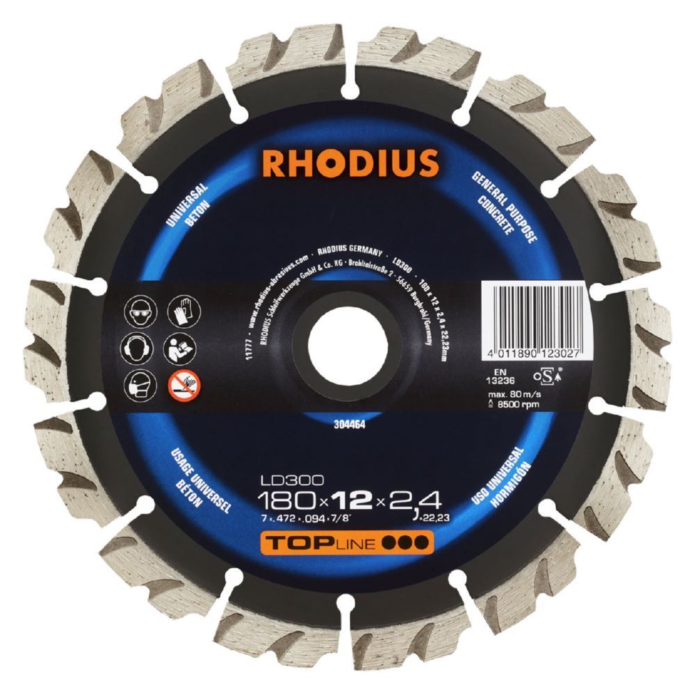 Rhodius LD300 Diamanttrennscheibe 180 x 12,0 x 2,4 x 22,23 mm Produktbild Rhodius LD300 Diamanttrennscheibe 180 x 12,0 x 2,4 x 22,23 mm