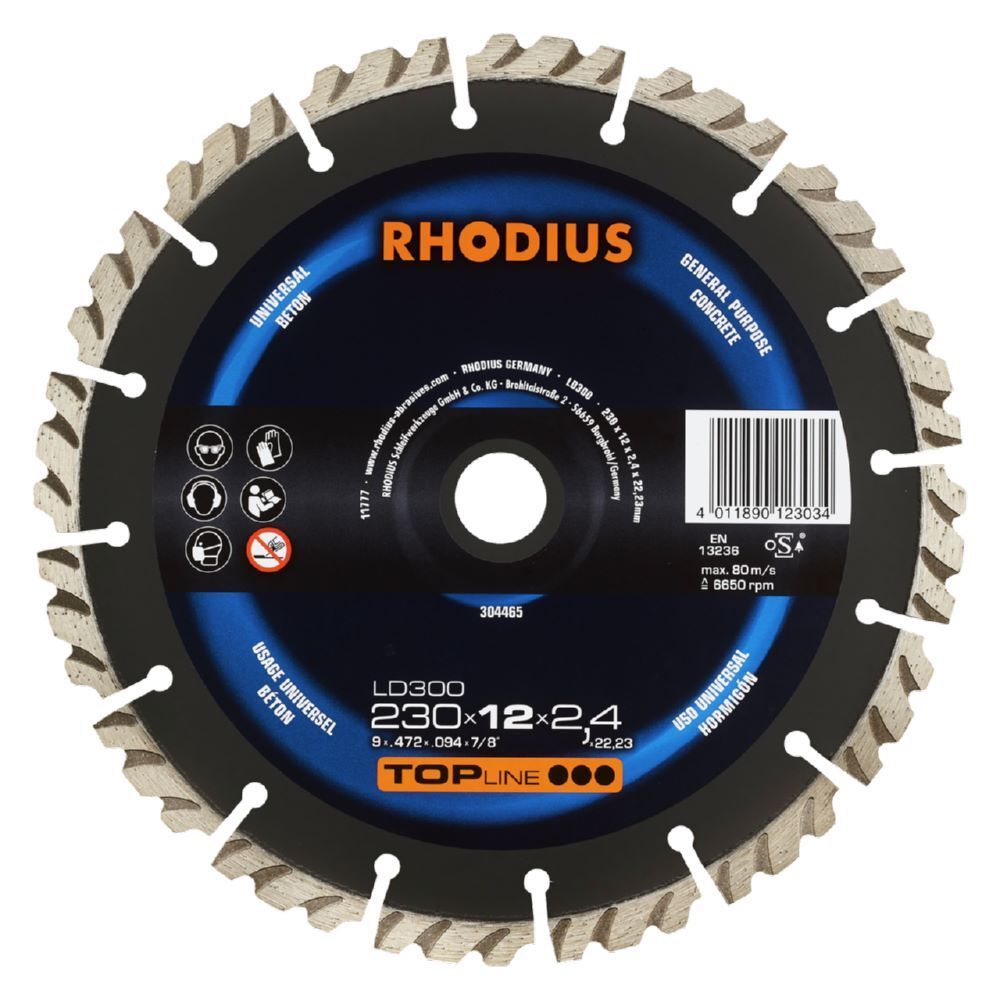 Rhodius LD300 Diamanttrennscheibe 230 x 12,0 x 2,4 x 22,23 mm Rhodius LD300 Diamanttrennscheibe 230 x 12,0 x 2,4 x 22,23 mm