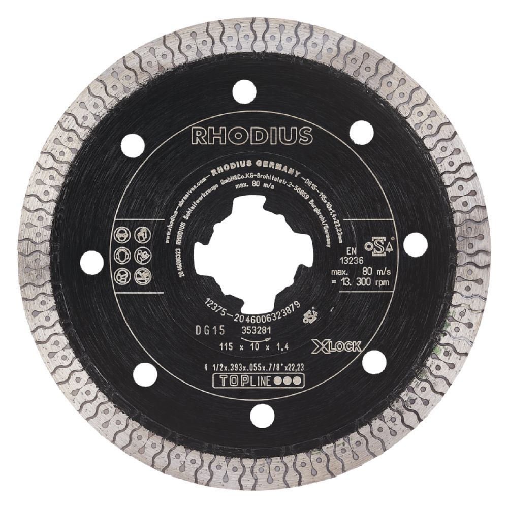 Rhodius DG15 X-LOCK Diamanttrennscheibe 115 x 10,0 x 1,4 x 22,23 mm Produktbild Rhodius DG15 X-LOCK Diamanttrennscheibe 115 x 10,0 x 1,4 x 22,23 mm