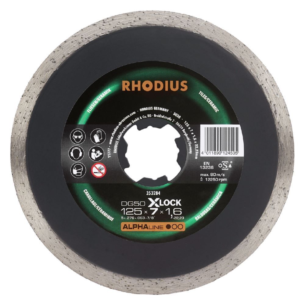 Rhodius DG50 X-LOCK Diamanttrennscheibe 125 x 7,0 x 1,6 x 22,23 Rhodius DG50 X-LOCK Diamanttrennscheibe 125 x 7,0 x 1,6 x 22,23