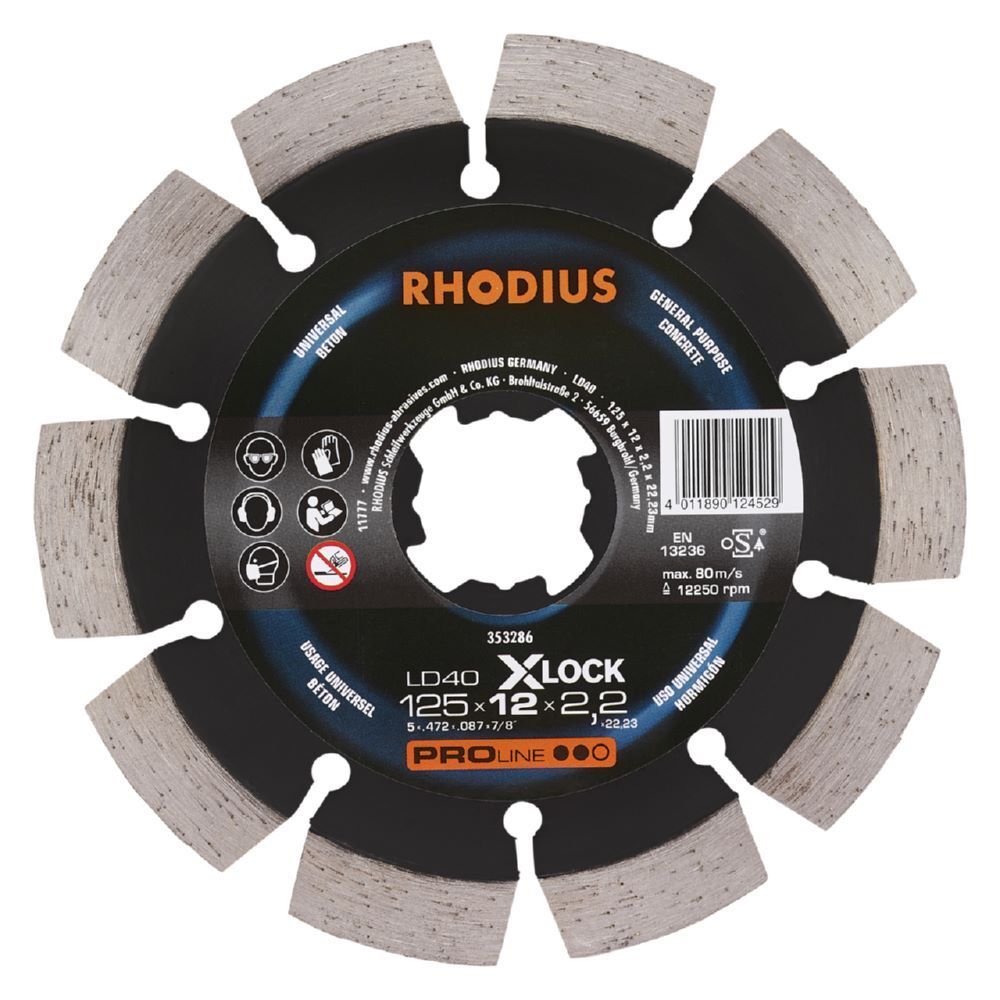 Rhodius LD40 X-LOCK Diamanttrennscheibe 125 x 12,0 x 2,2 x 22,23 Produktbild Rhodius LD40 X-LOCK Diamanttrennscheibe 125 x 12,0 x 2,2 x 22,23