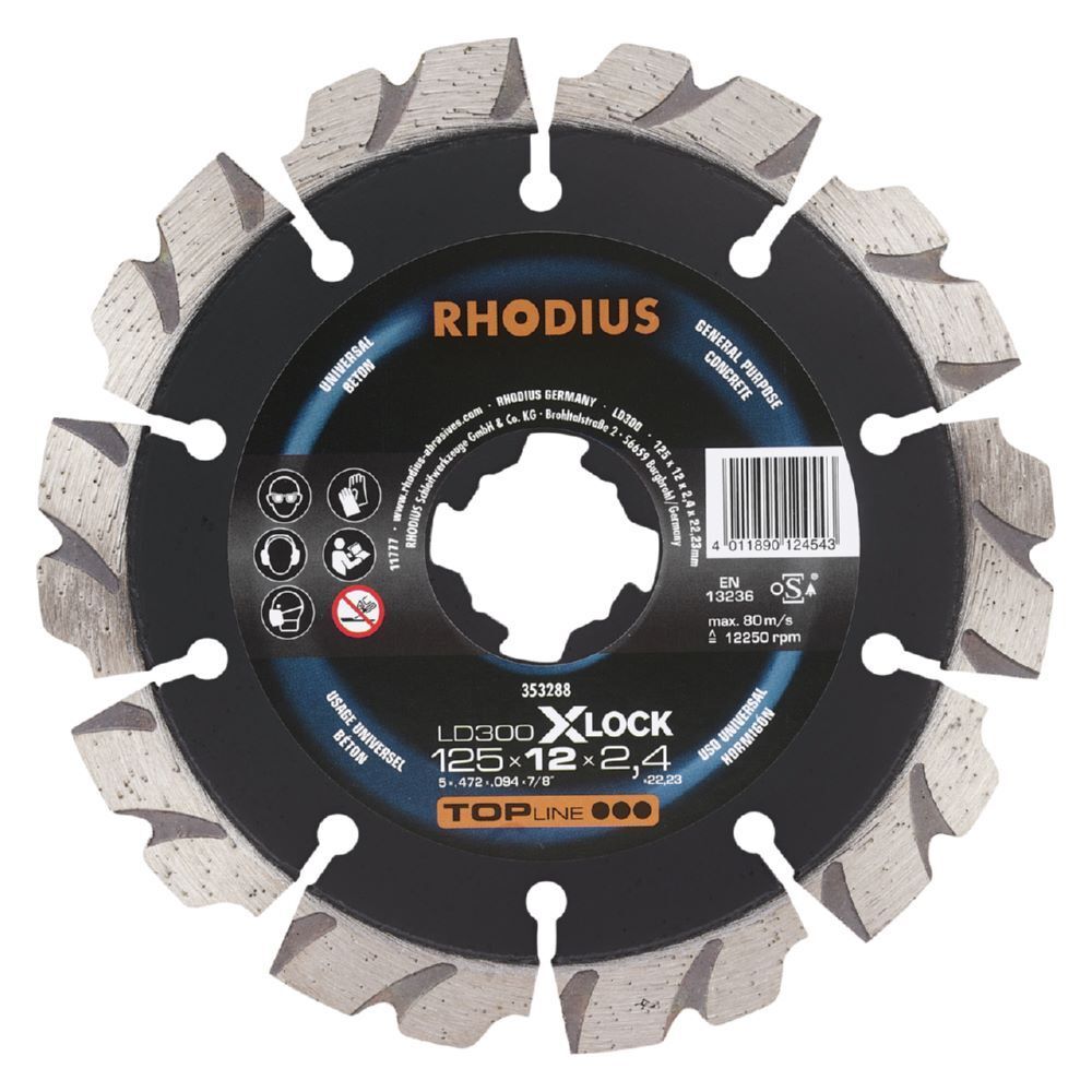 Rhodius LD300 X-LOCK Diamanttrennscheibe 125 x 12 x 2,4 x 22,23 mm Produktbild Rhodius LD300 X-LOCK Diamanttrennscheibe 125 x 12 x 2,4 x 22,23 mm