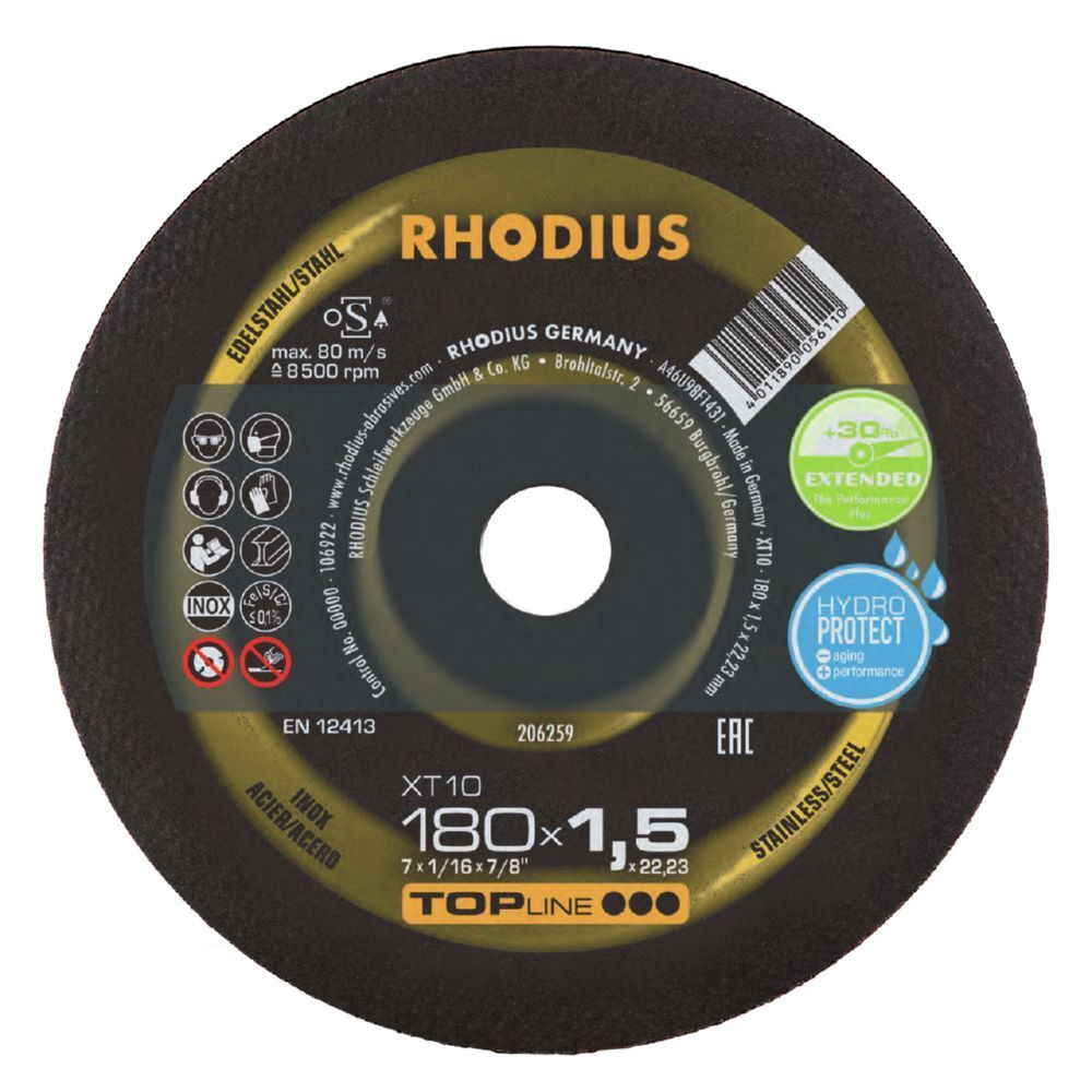 Rhodius Extradünne Trennscheibe Durchmesser 180 mm Stärke 1,5 mm Produktbild Rhodius Extradünne Trennscheibe Durchmesser 180 mm Stärke 1,5 mm