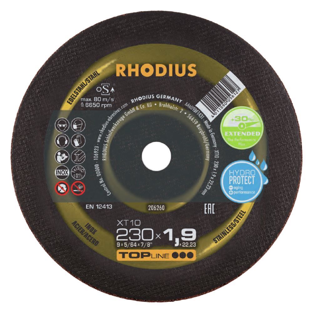 Rhodius Extradünne Trennscheibe Durchmesser 230 mm Stärke 1,9 mm Rhodius Extradünne Trennscheibe Durchmesser 230 mm Stärke 1,9 mm