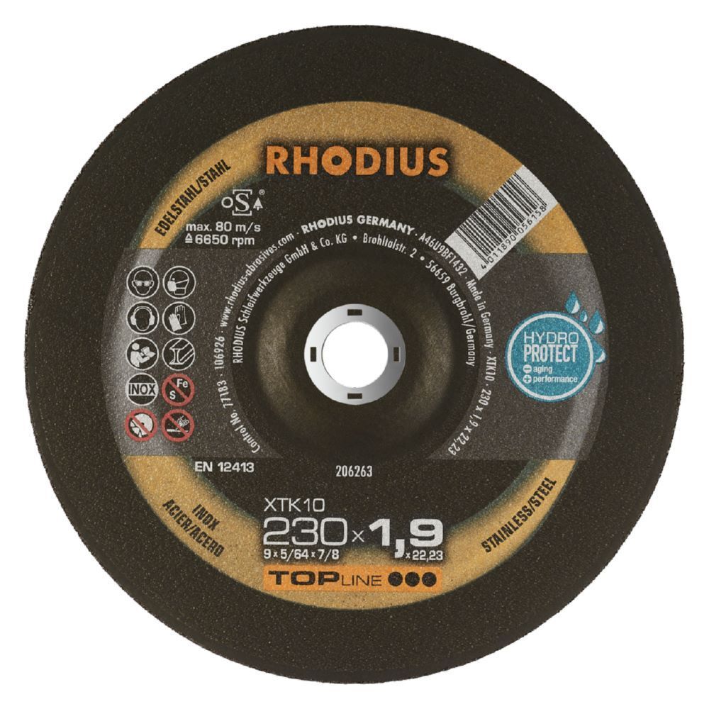 Rhodius Extradünne Trennscheibe Durchmesser 230 mm für Edelstahl Stahl Produktbild Rhodius Extradünne Trennscheibe Durchmesser 230 mm für Edelstahl Stahl