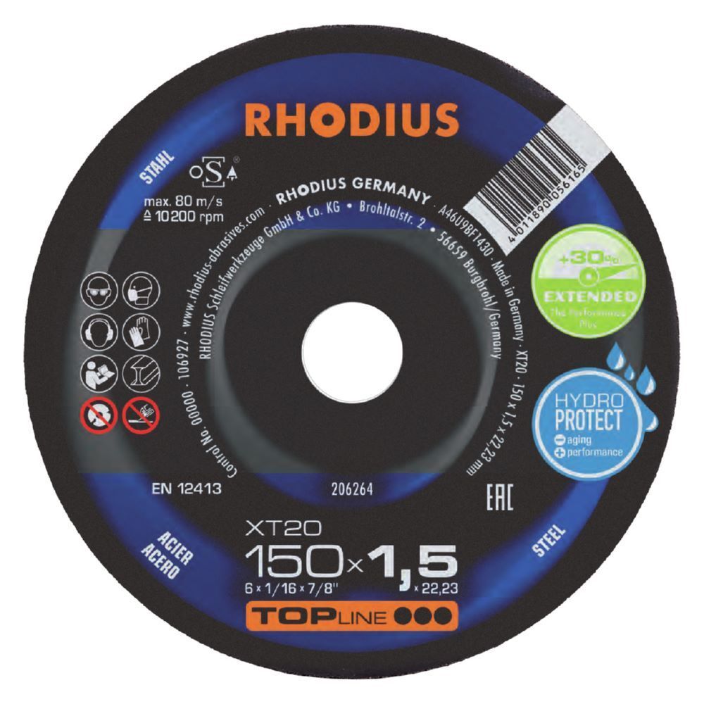Rhodius Extradünne Trennscheibe Durchmesser 150 mm Stärke 1,5 mm Produktbild Rhodius Extradünne Trennscheibe Durchmesser 150 mm Stärke 1,5 mm