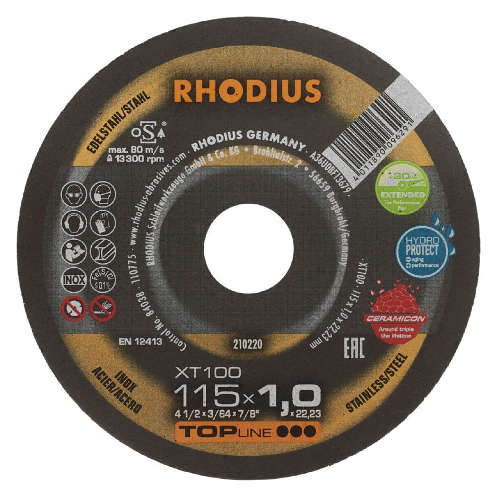 Rhodius XT100 Extradünne Trennscheibe Durchmesser 115 mm Produktbild Rhodius XT100 Extradünne Trennscheibe Durchmesser 115 mm