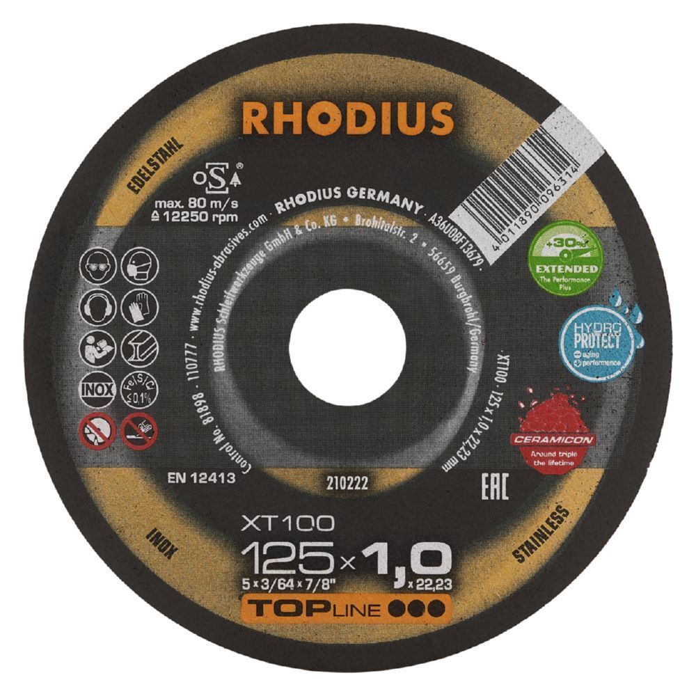 Rhodius XT100 Extradünne Trennscheibe Durchmesser 125 mm Produktbild Rhodius XT100 Extradünne Trennscheibe Durchmesser 125 mm