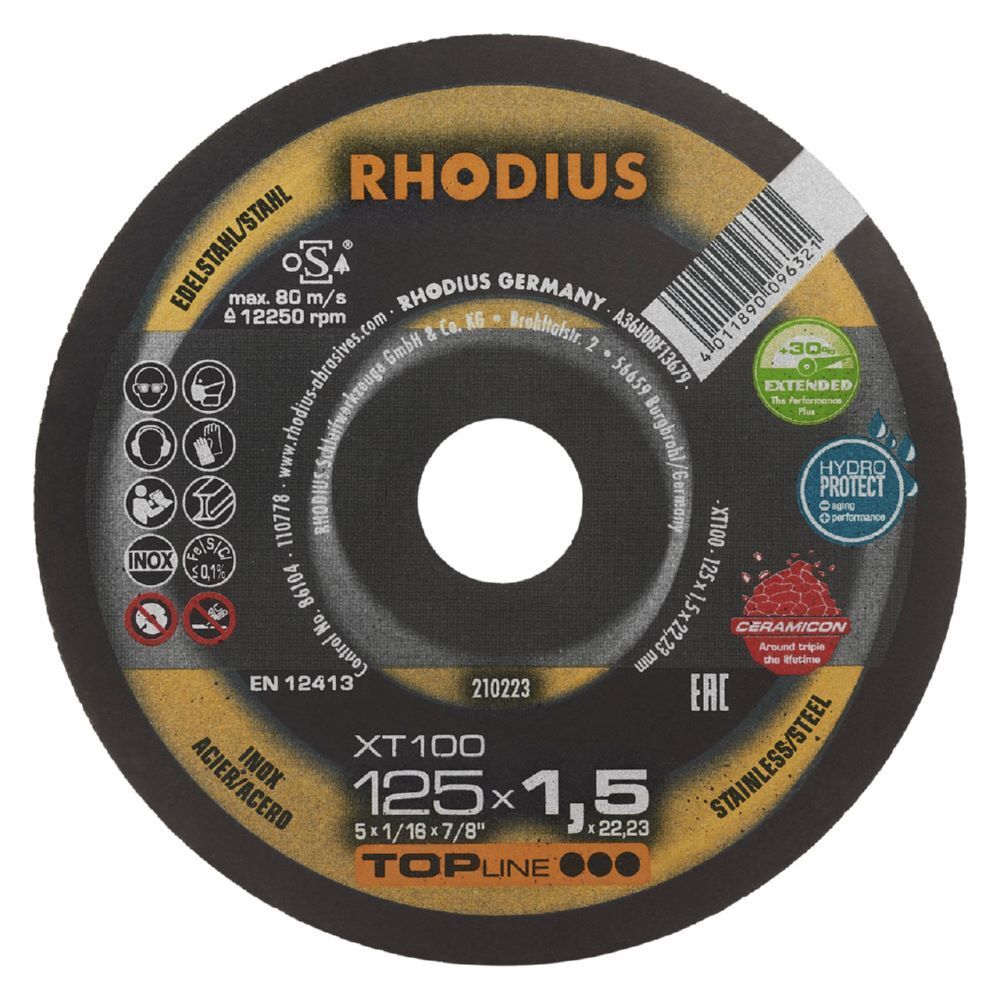Rhodius Extradünne Trennscheibe Durchmesser 125 mm Stärke 1,5 mm Produktbild Rhodius Extradünne Trennscheibe Durchmesser 125 mm Stärke 1,5 mm