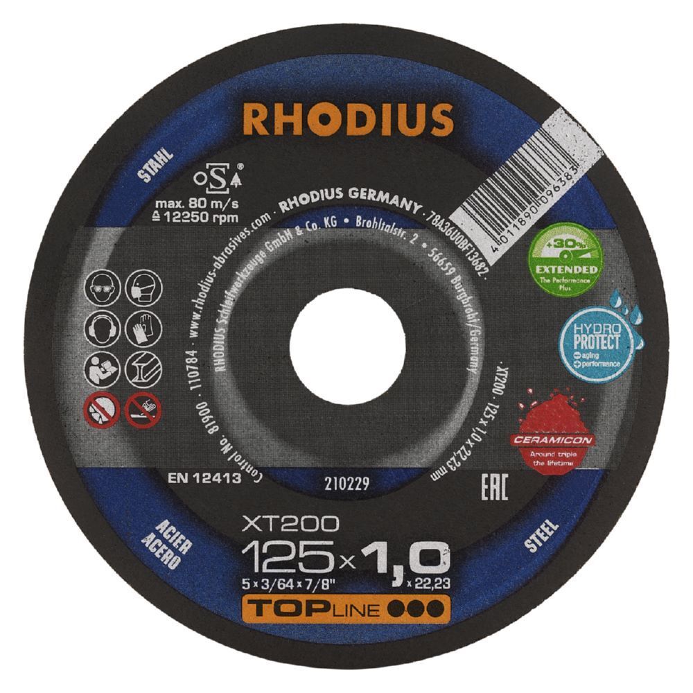 Rhodius XT200 Extradünne Trennscheibe Durchmesser 125 mm für Stahl Produktbild Rhodius XT200 Extradünne Trennscheibe Durchmesser 125 mm für Stahl