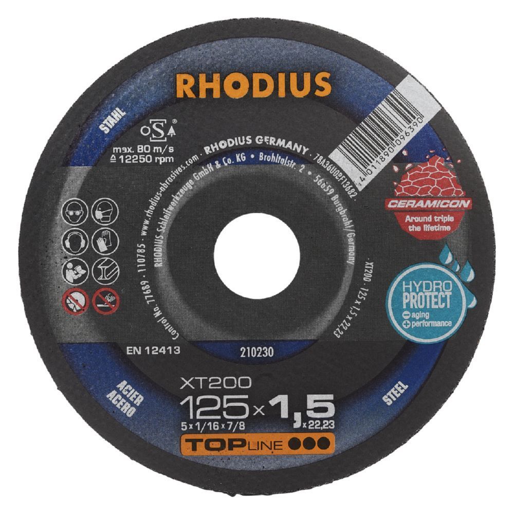 Rhodius XT200 Extradünne Trennscheibe Durchmeser 125 mm Stärke 1,5 mm Produktbild Rhodius XT200 Extradünne Trennscheibe Durchmeser 125 mm Stärke 1,5 mm