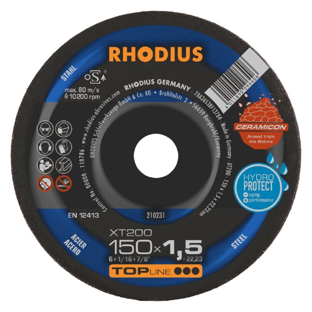 Rhodius XT200 Extradünne Trennscheibe für Stahl Durchmesser 150 mm Produktbild Rhodius XT200 Extradünne Trennscheibe für Stahl Durchmesser 150 mm