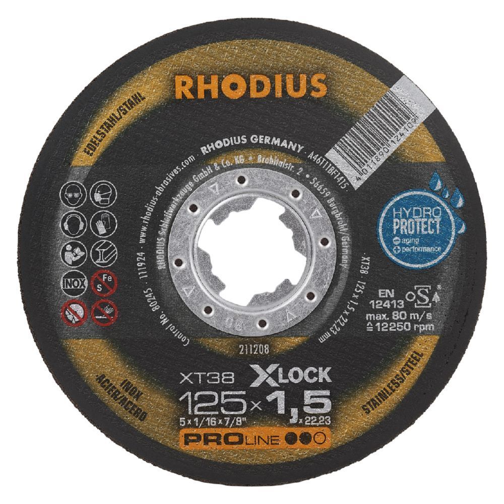 Rhodius XT38 X-LOCK Extradünne Trennscheibe Durchmesser 125 mm Produktbild Rhodius XT38 X-LOCK Extradünne Trennscheibe Durchmesser 125 mm