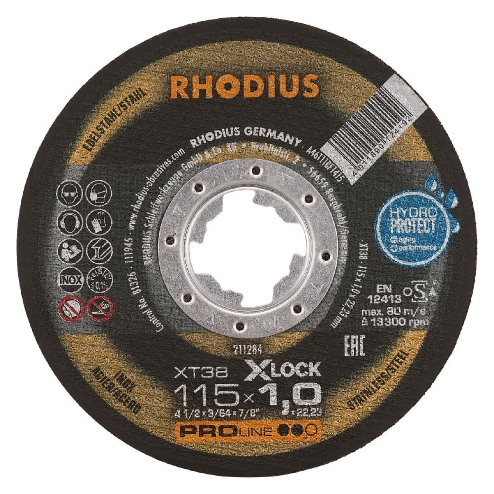 Rhodius XT38 X-LOCK Extradünne Trennscheibe Durchmesser 115 mm Produktbild Rhodius XT38 X-LOCK Extradünne Trennscheibe Durchmesser 115 mm