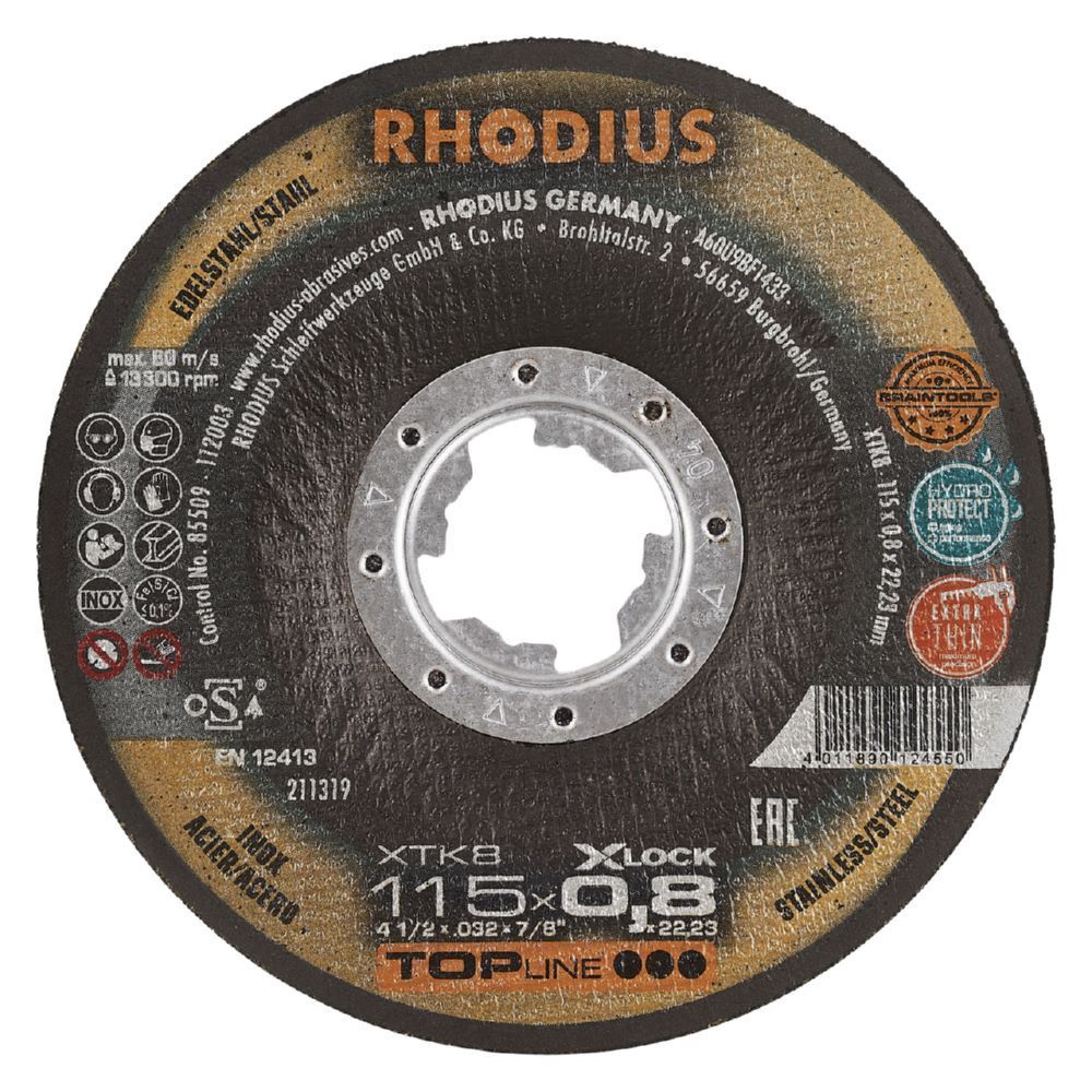 Rhodius XTK8 EXACT X-LOCK Extradünne Trennscheibe Stärke 0,8 mm Produktbild Rhodius XTK8 EXACT X-LOCK Extradünne Trennscheibe Stärke 0,8 mm