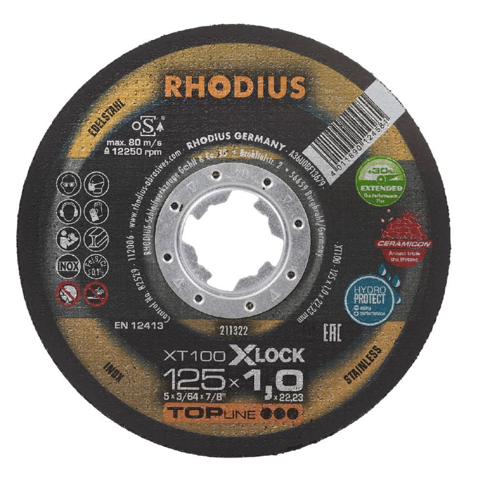 Rhodius XT100 EXTENDED X-LOCK Extradünne Trennscheibe Stärke 1,0 mm Produktbild Rhodius XT100 EXTENDED X-LOCK Extradünne Trennscheibe Stärke 1,0 mm