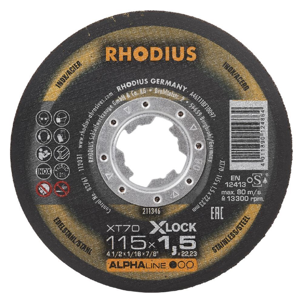 Rhodius XT70 X-LOCK Extradünne Trennscheibe Durchmesser 115 mm Stärke 1,5 mm Produktbild Rhodius XT70 X-LOCK Extradünne Trennscheibe Durchmesser 115 mm Stärke 1,5 mm