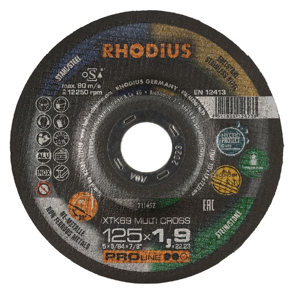 Rhodius XTK69 MULTI CROSS Extradünne Trennscheibe Stärke 1,9 mm Produktbild Rhodius XTK69 MULTI CROSS Extradünne Trennscheibe Stärke 1,9 mm