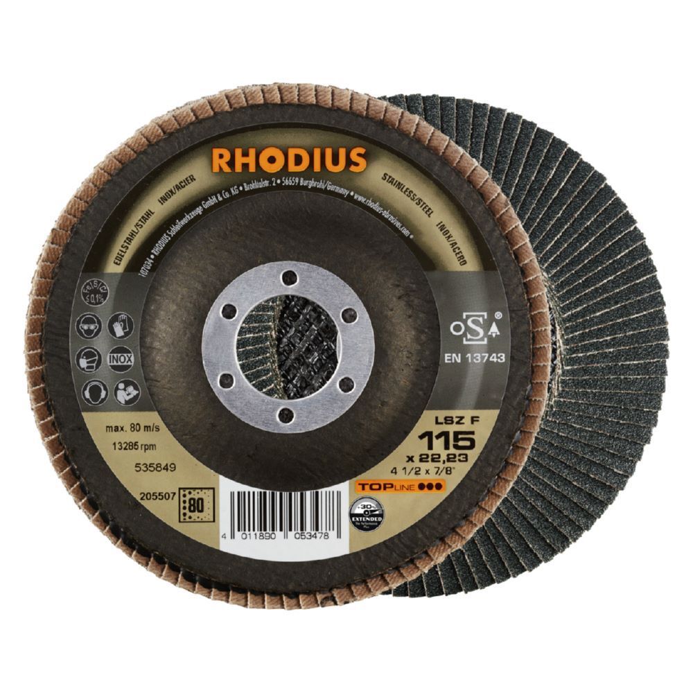 Rhodius LSZ F Extended Fächerschleifscheibe geräuscharm Produktbild Rhodius LSZ F Extended Fächerschleifscheibe geräuscharm