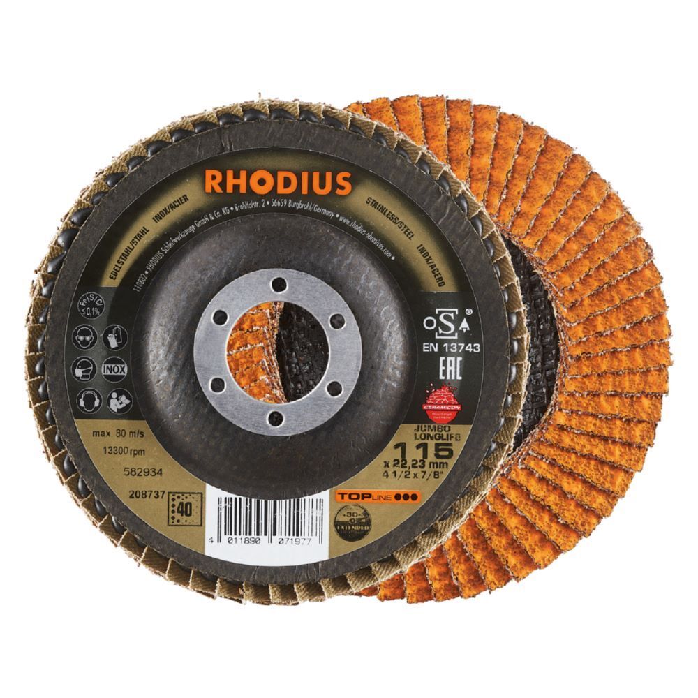 Rhodius JUMBO LONGLIFE EXTENDED Fächerschleifscheibe K 40 Durchmesser 115 mm Produktbild Rhodius JUMBO LONGLIFE EXTENDED Fächerschleifscheibe K 40 Durchmesser 115 mm