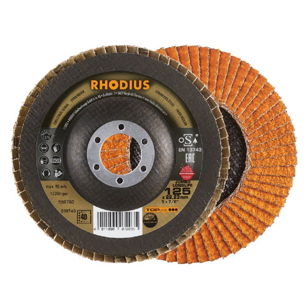 Rhodius JUMBO LONGLIFE EXTENDED Fächerschleifscheibe Durchmesser 125 mm Produktbild Rhodius JUMBO LONGLIFE EXTENDED Fächerschleifscheibe Durchmesser 125 mm