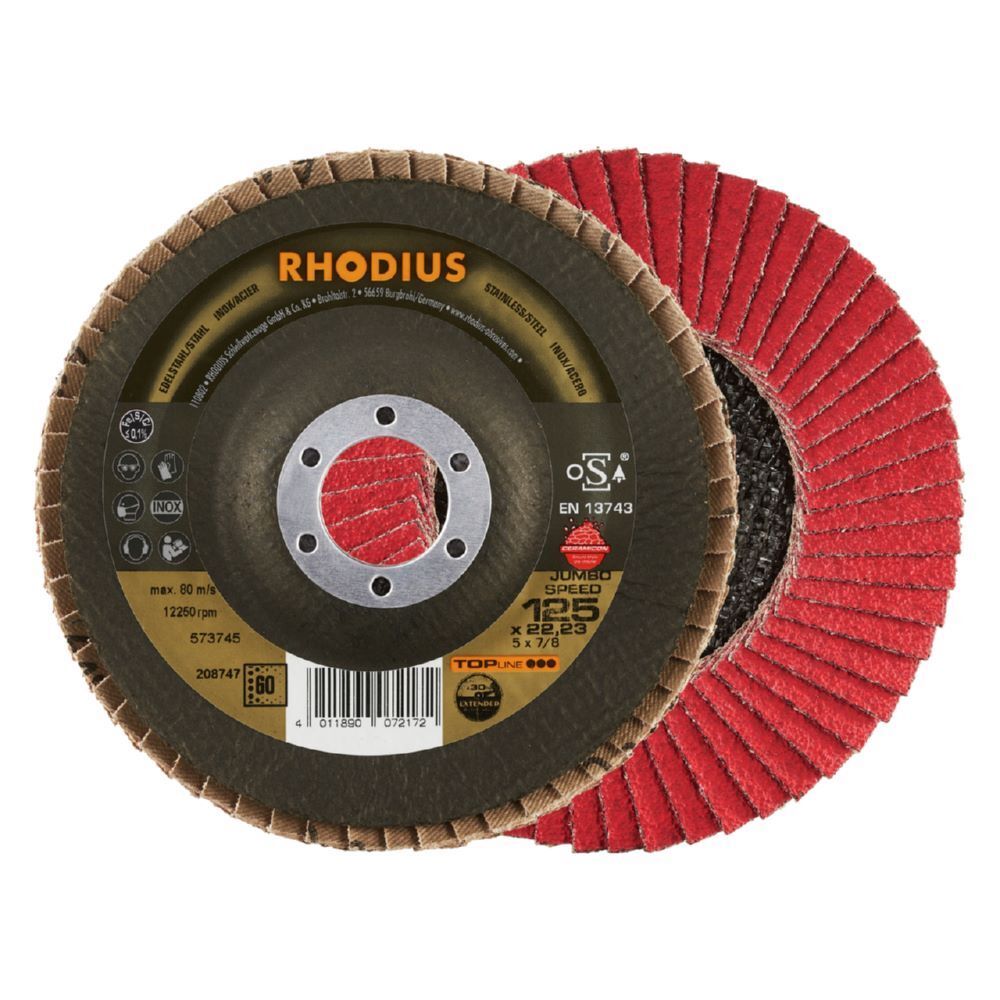 Rhodius JUMBO SPEED EXTENDED Fächerschleifscheibe Durchmesser 125 mm Produktbild Rhodius JUMBO SPEED EXTENDED Fächerschleifscheibe Durchmesser 125 mm