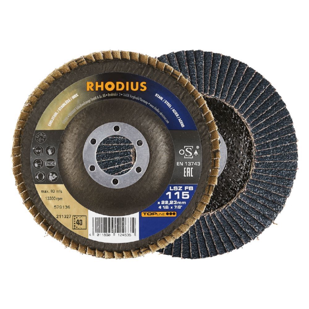 Rhodius LSZ FB Fächerschleifscheibe Durchmesser 115 mm K 40 Produktbild Rhodius LSZ FB Fächerschleifscheibe Durchmesser 115 mm K 40