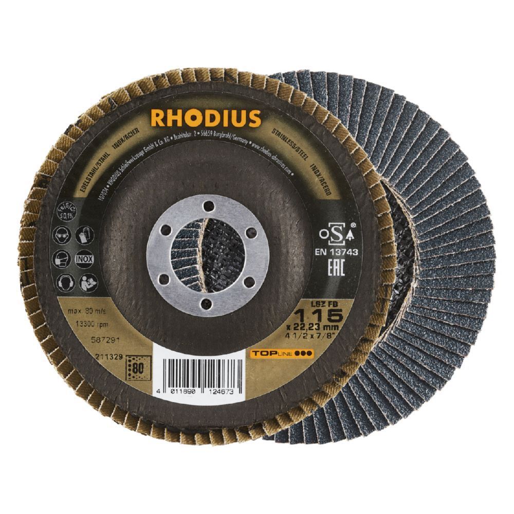 Rhodius LSZ FB Fächerschleifscheibe K 80 Durchmesser 115 x 22,23 mm Produktbild Rhodius LSZ FB Fächerschleifscheibe K 80 Durchmesser 115 x 22,23 mm