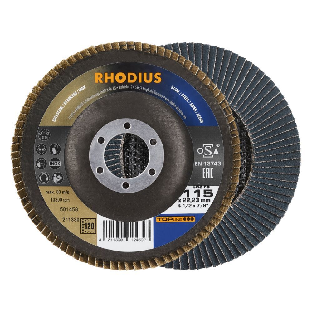 Rhodius LSZ FB Fächerschleifscheibe Durchmesser 115 mm K 120 Produktbild Rhodius LSZ FB Fächerschleifscheibe Durchmesser 115 mm K 120