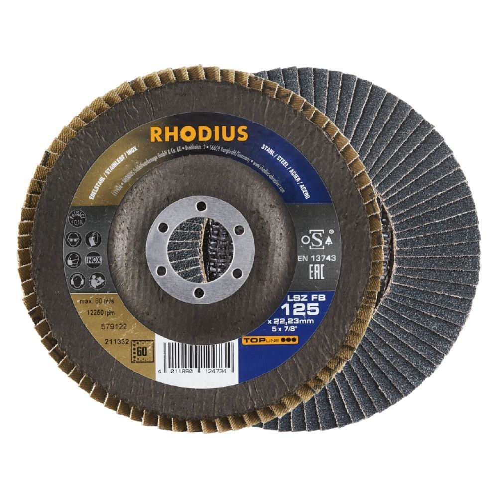 Rhodius LSZ FB Fächerschleifscheibe 125 x 22,23 mm K60 Produktbild Rhodius LSZ FB Fächerschleifscheibe 125 x 22,23 mm K60