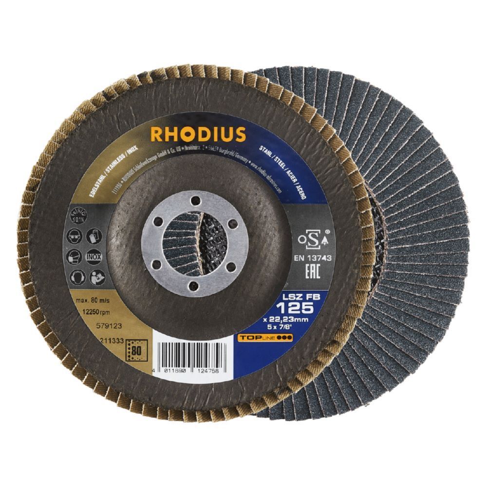 Rhodius LSZ FB Fächerschleifscheibe 125 x 22,23 mm K80 Produktbild Rhodius LSZ FB Fächerschleifscheibe 125 x 22,23 mm K80