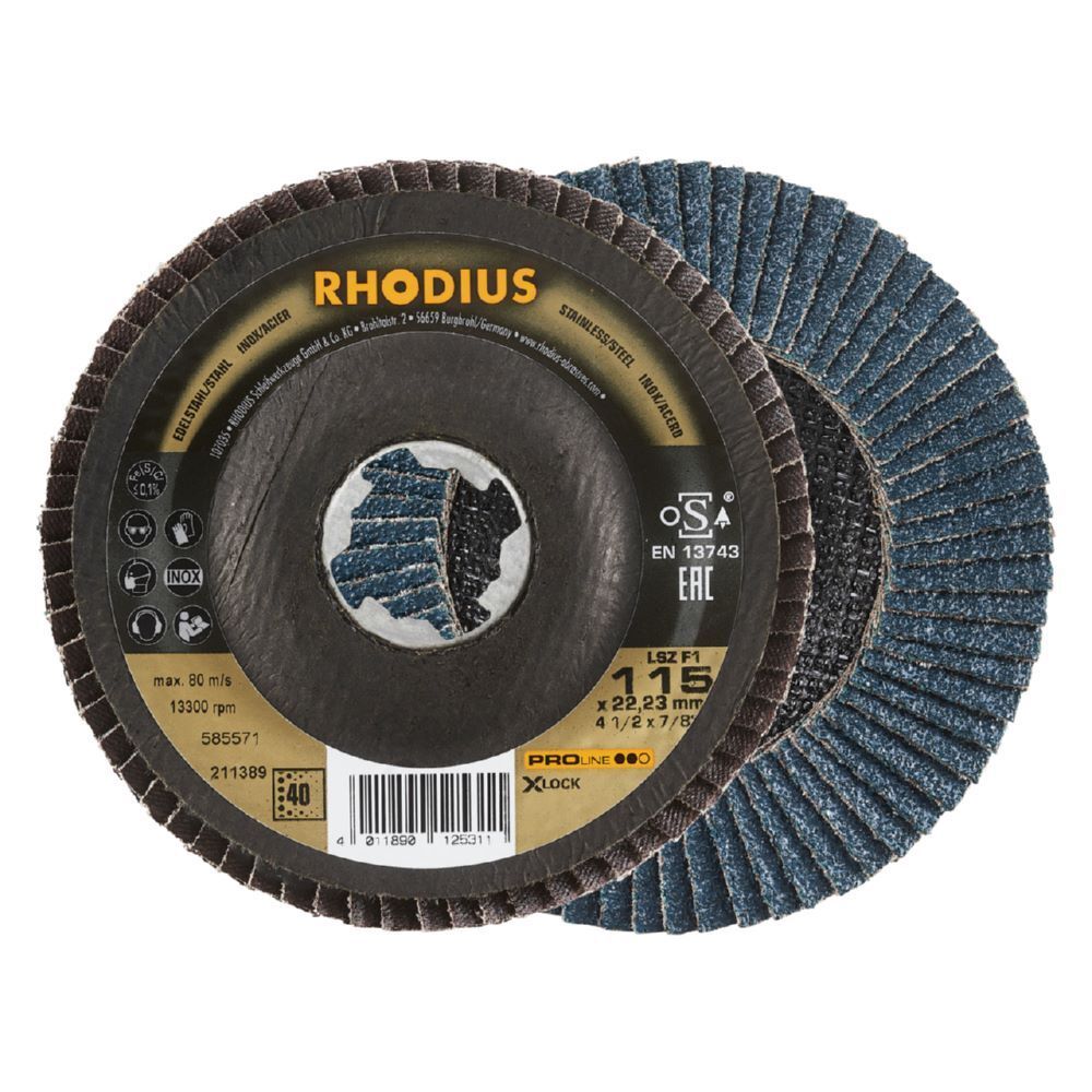Rhodius LSZ F1 X-LOCK Fächerschleifscheibe 115 x 22,23 mm K40 Produktbild Rhodius LSZ F1 X-LOCK Fächerschleifscheibe 115 x 22,23 mm K40