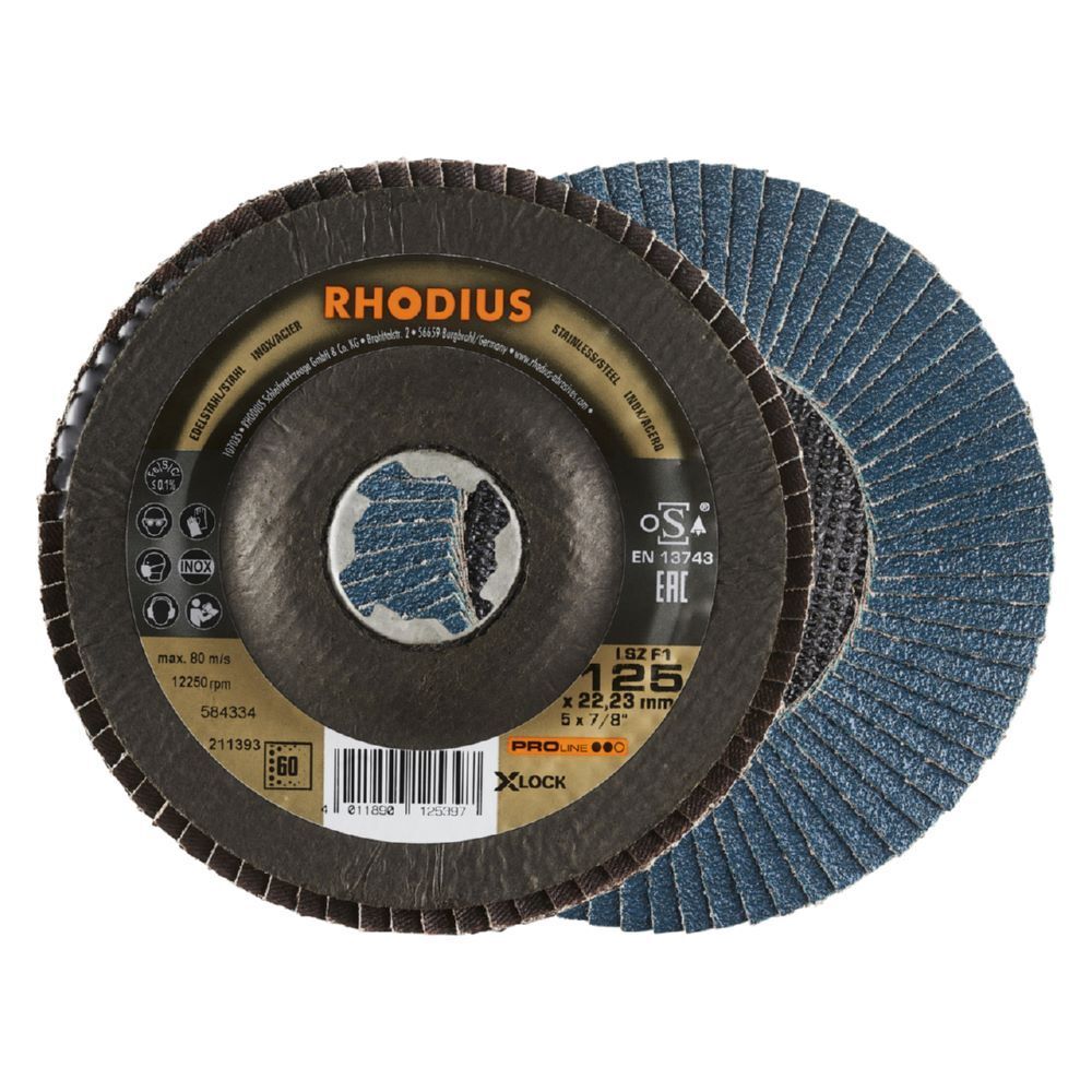 Rhodius LSZ F1 X-LOCK Fächerschleifscheibe K60 115 x 22,23 mm Produktbild Rhodius LSZ F1 X-LOCK Fächerschleifscheibe K60 115 x 22,23 mm
