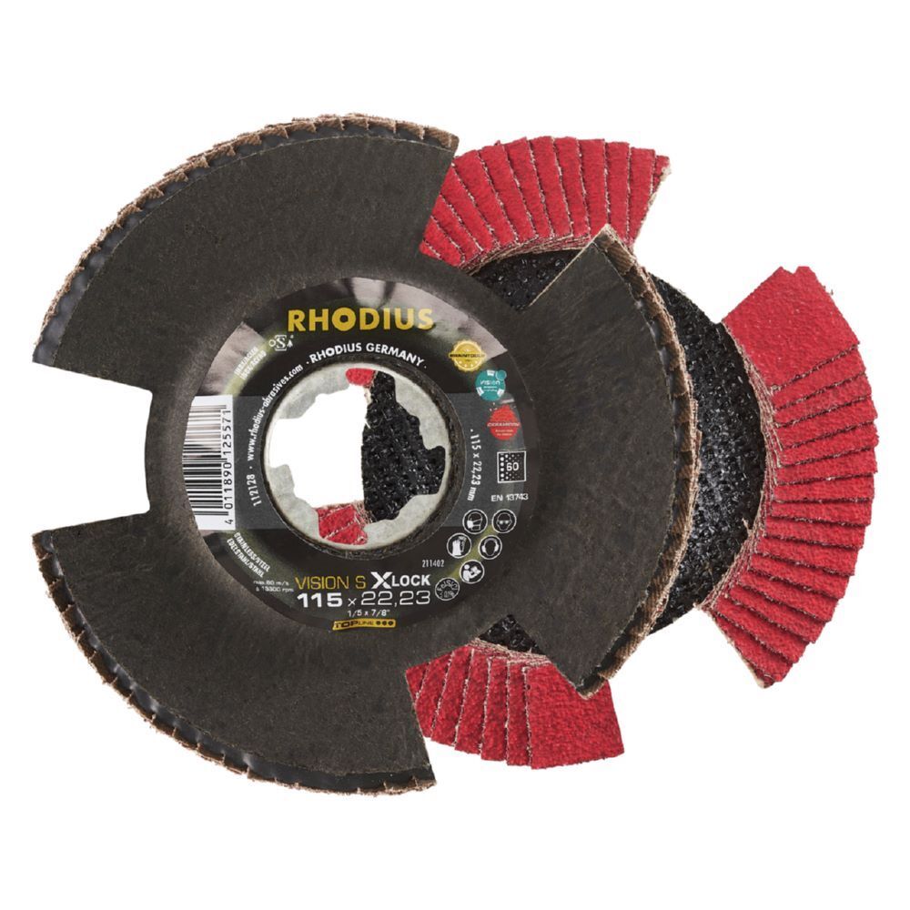 Rhodius VISION SPEED X-LOCK Fächerschleifscheibe 115 x 22,23 mm K60 Produktbild Rhodius VISION SPEED X-LOCK Fächerschleifscheibe 115 x 22,23 mm K60