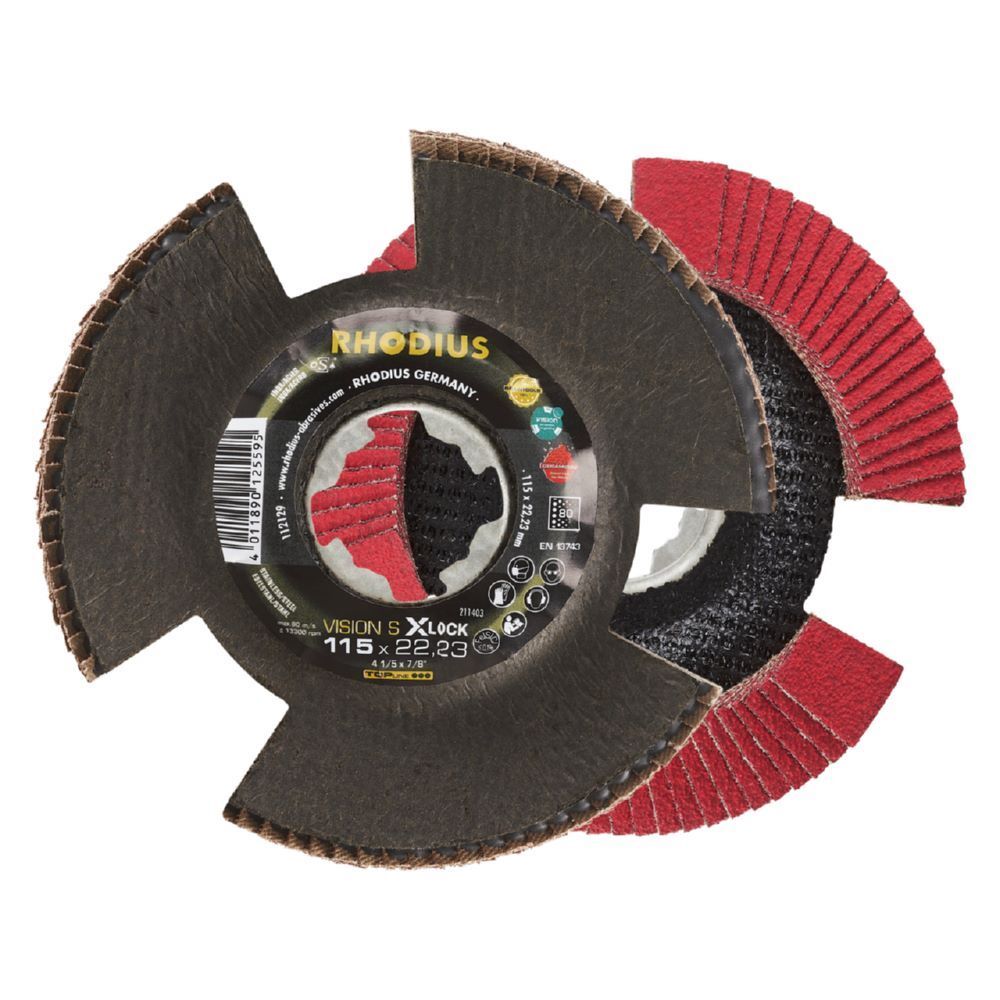 Rhodius VISION SPEED X-LOCK Fächerschleifscheibe 115 x 22,23 mm K80 Produktbild Rhodius VISION SPEED X-LOCK Fächerschleifscheibe 115 x 22,23 mm K80