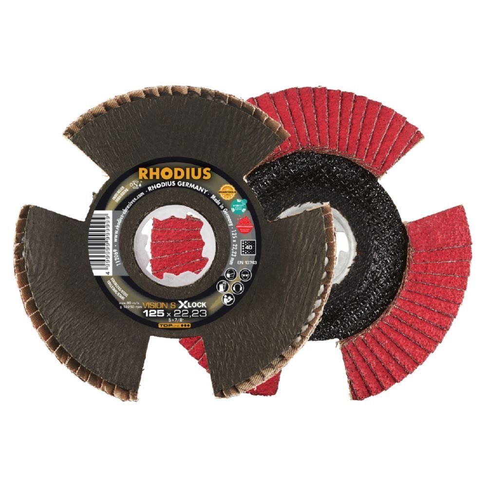 Rhodius VISION SPEED X-LOCK Fächerschleifscheibe 125 x 22,23 mm K40 Produktbild Rhodius VISION SPEED X-LOCK Fächerschleifscheibe 125 x 22,23 mm K40