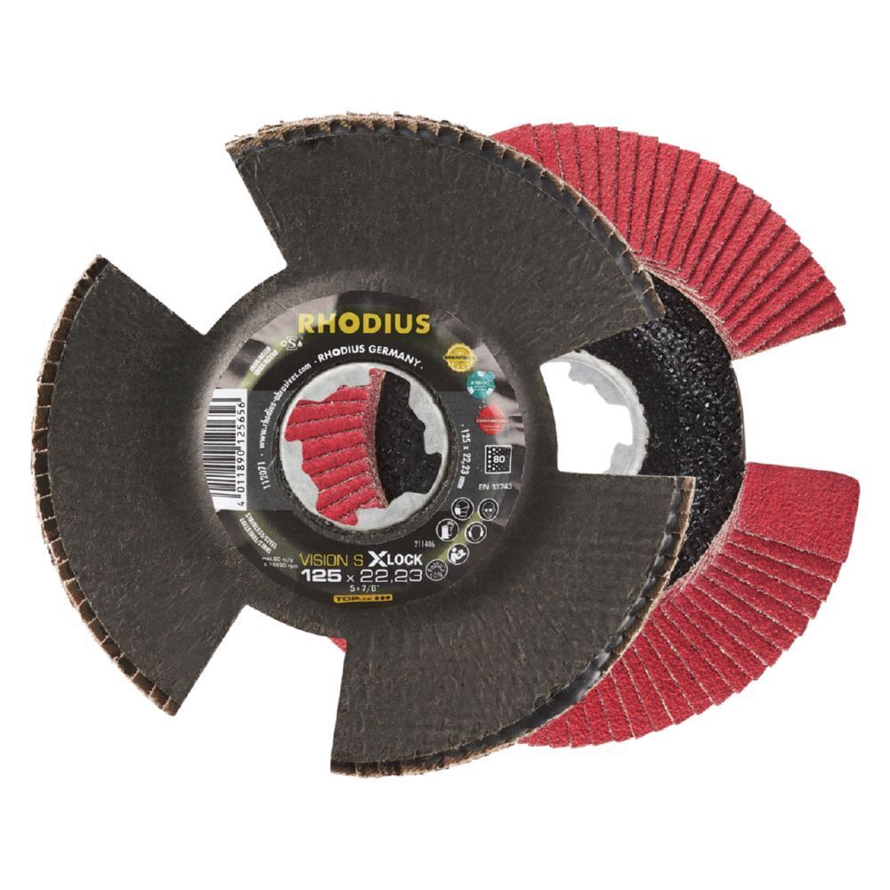 Rhodius VISION SPEED X-LOCK Fächerschleifscheibe 125 x 22,23 mm K80 Produktbild Rhodius VISION SPEED X-LOCK Fächerschleifscheibe 125 x 22,23 mm K80