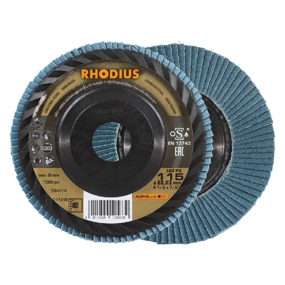 Rhodius LGZ P3 Fächerschleifscheibe Maße 115 x 22,23 mm Produktbild Rhodius LGZ P3 Fächerschleifscheibe Maße 115 x 22,23 mm