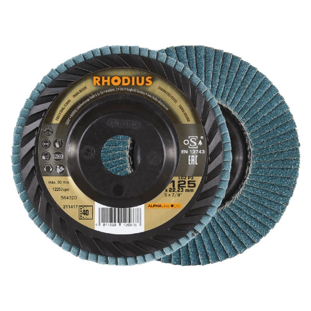 Rhodius LGZ P3 Fächerschleifscheibe 125 x 22,23 mm K40 Rhodius LGZ P3 Fächerschleifscheibe 125 x 22,23 mm K40