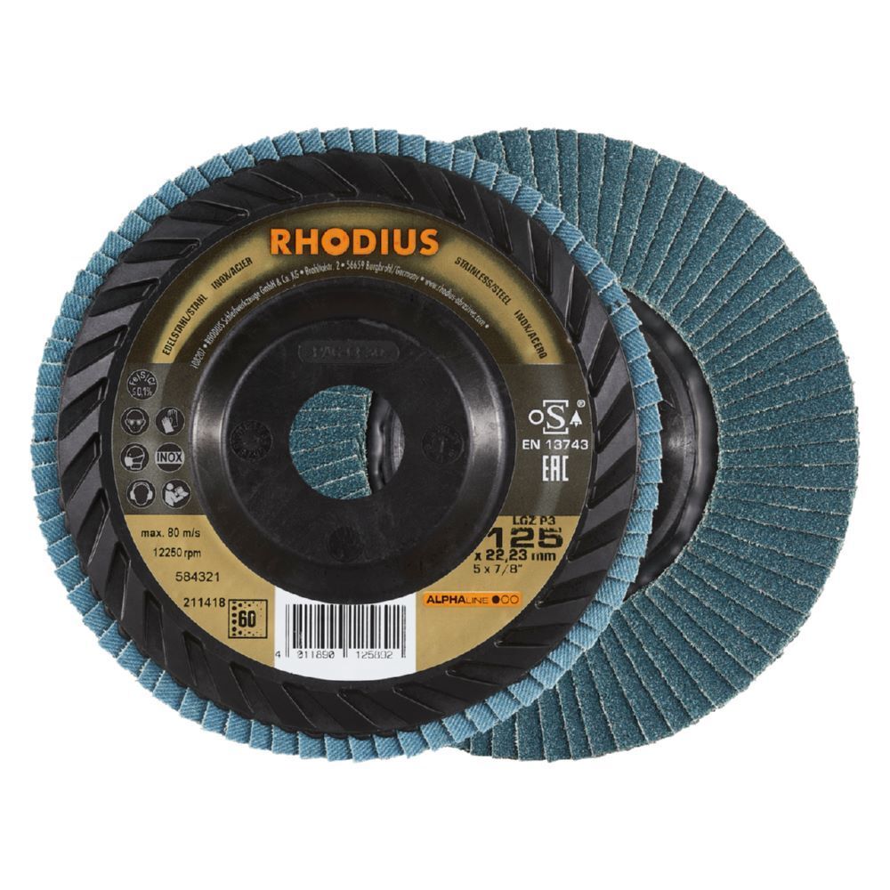 Rhodius LGZ P3 Fächerschleifscheibe 125 x 22,23 mm K60 Produktbild Rhodius LGZ P3 Fächerschleifscheibe 125 x 22,23 mm K60