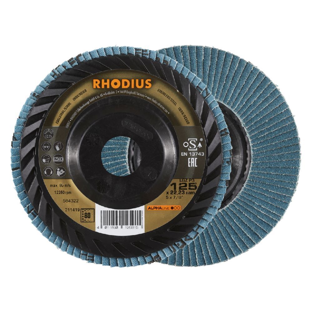 Rhodius LGZ P3 Fächerschleifscheibe 125 x 22,23 mm K80 Produktbild Rhodius LGZ P3 Fächerschleifscheibe 125 x 22,23 mm K80