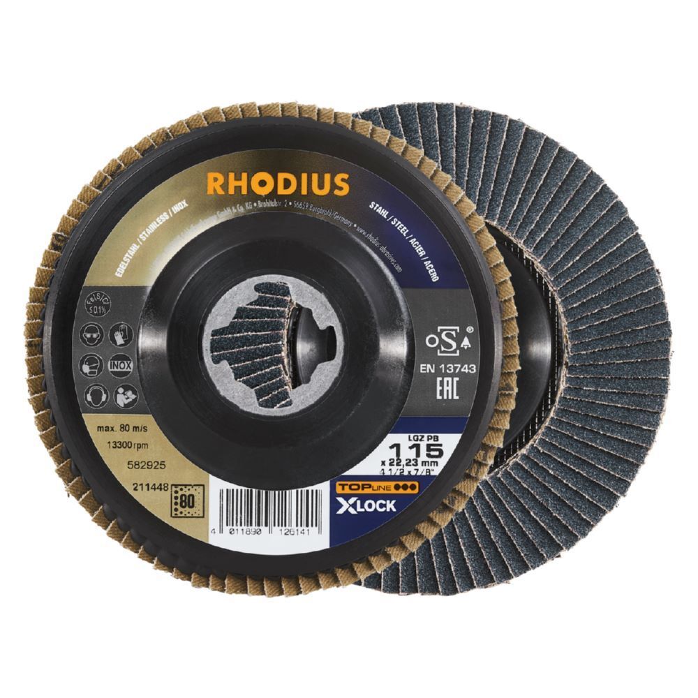 Rhodius LGZ PB X-LOCK Fächerschleifscheibe 115 x 22,23 K 80 Produktbild Rhodius LGZ PB X-LOCK Fächerschleifscheibe 115 x 22,23 K 80