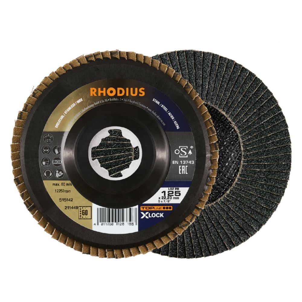 Rhodius LGZ PB X-LOCK Fächerschleifscheibe 125 x 22,23 mm K 40 Produktbild Rhodius LGZ PB X-LOCK Fächerschleifscheibe 125 x 22,23 mm K 40