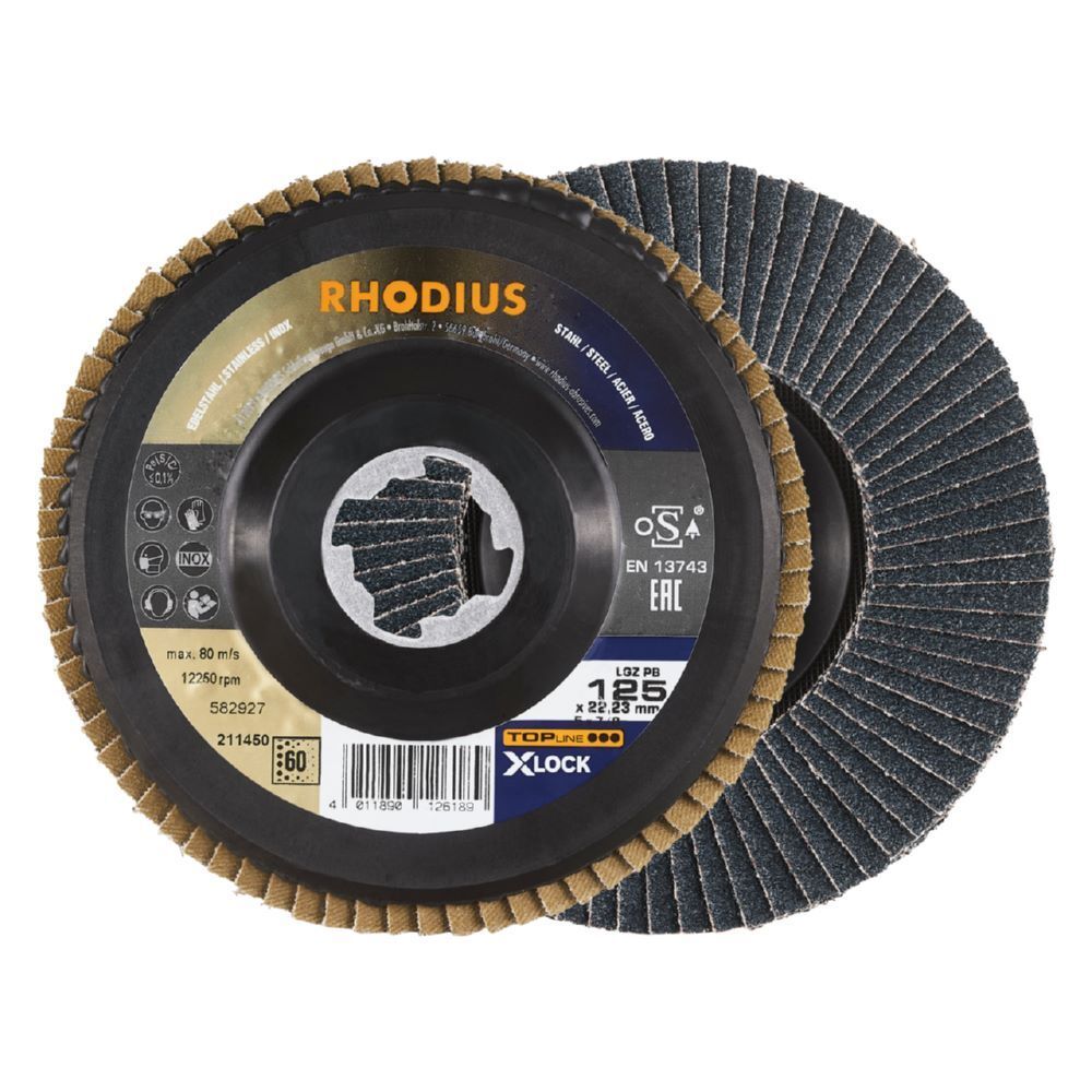 Rhodius LGZ PB X-LOCK Fächerschleifscheibe 125 x 22,23 mm K 60 Rhodius LGZ PB X-LOCK Fächerschleifscheibe 125 x 22,23 mm K 60
