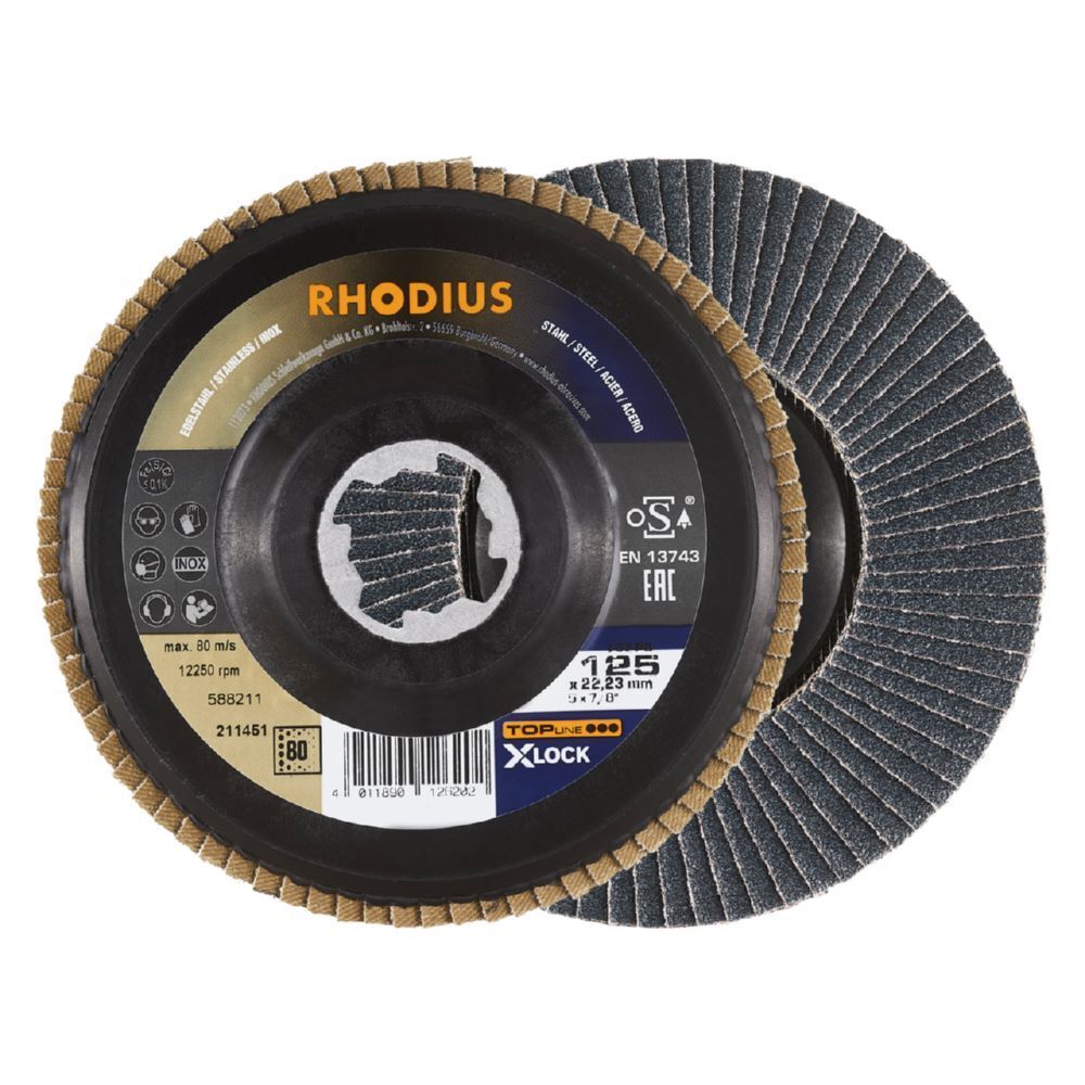 Rhodius LGZ PB X-LOCK Fächerschleifscheibe 125 x 22,23 mm K 80 Produktbild Rhodius LGZ PB X-LOCK Fächerschleifscheibe 125 x 22,23 mm K 80